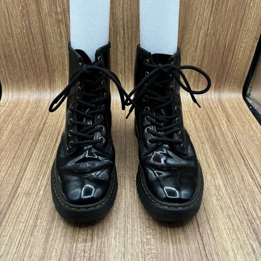 Dr Martens Black Zavala Boots Patent Leather Women's Size 7‎ Mens Size 6 - Picture 2 of 9